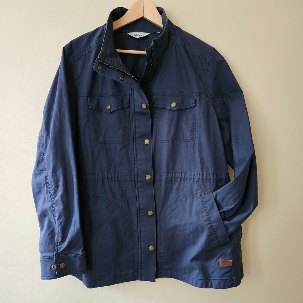 LL Bean Women's BeanFlex Utility Jacket 2X Blue Stretch Field Chore Barn